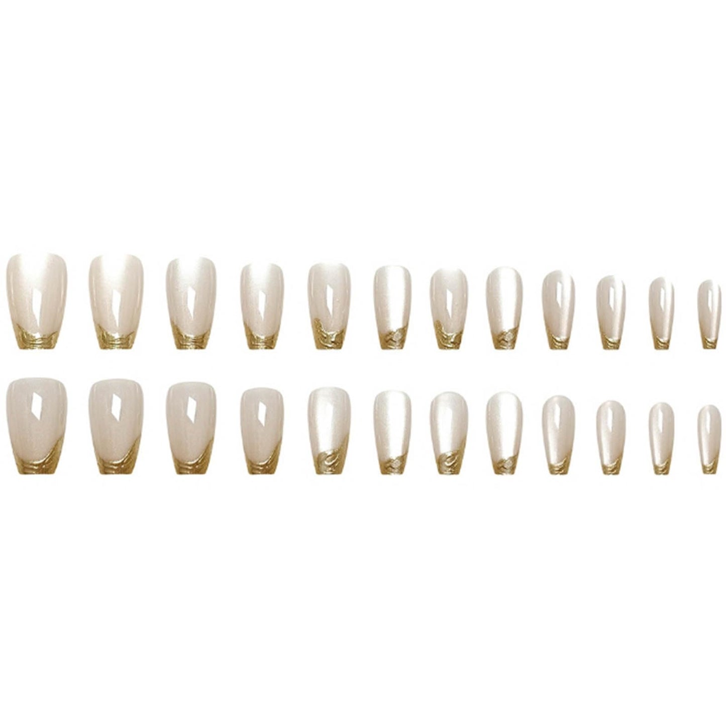 YoYoee 24Pcs-Short Square Press on Nails - French Cat's Eye False Nails | Glossy Bling Fake Nails for Women Elegant & Durable Artificial Nails for Instant Manicure