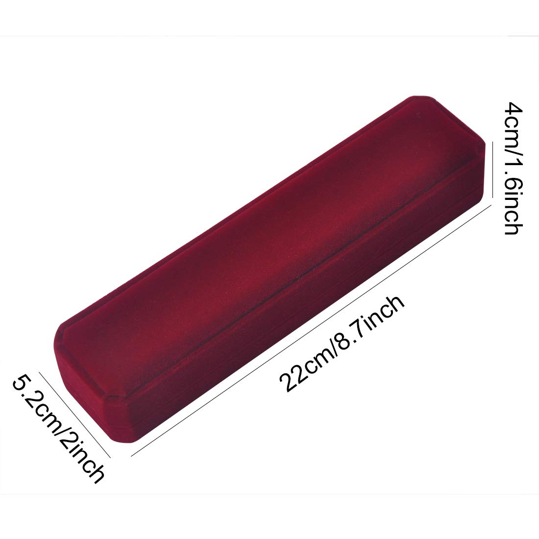 iSuperb 2 Pcs Long Red Velvet Necklace Box Chain Bracelet Boxes Cases 8.7x1.6x2inch Jewelry Display Storage Gift Box