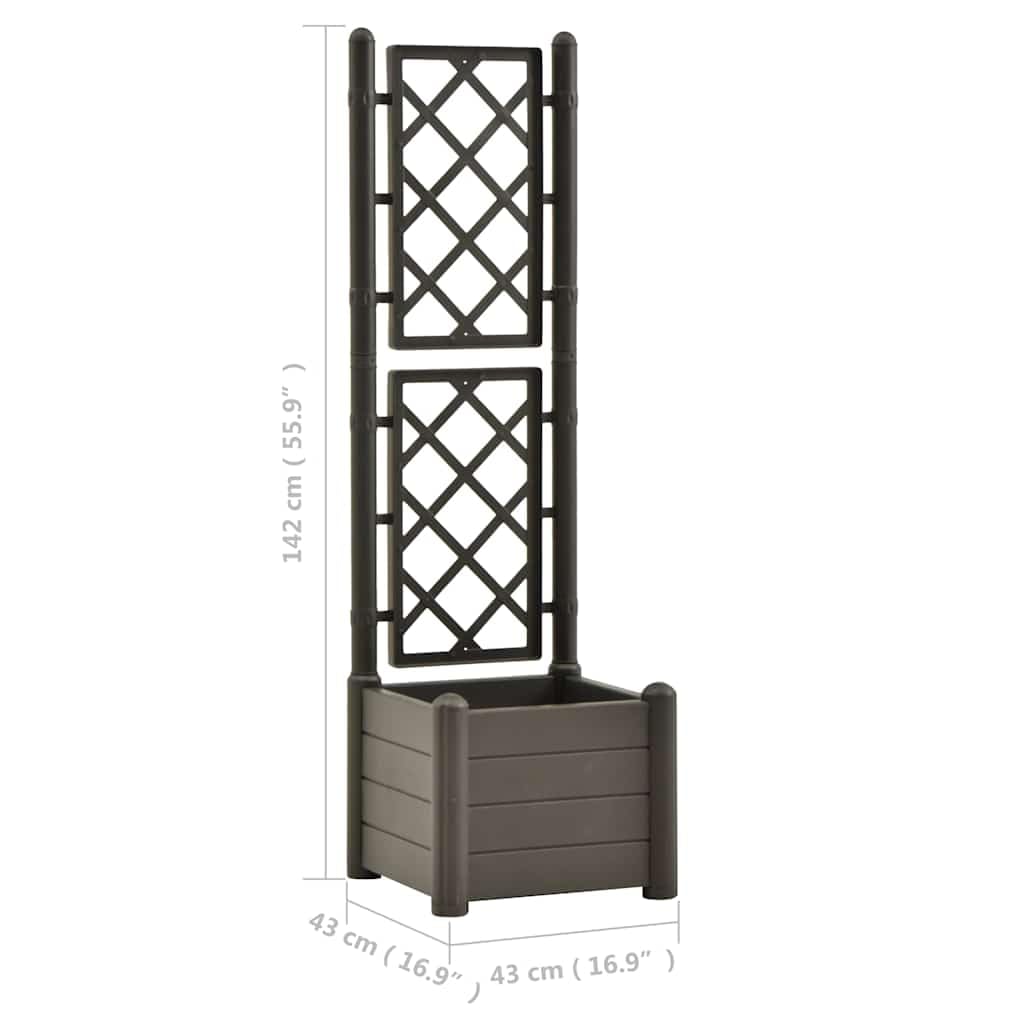 Garden Planter Anthracite, Decorative Polypropylene Pot with Trellis, Indoor Outdoor Use for Climbing Plants
