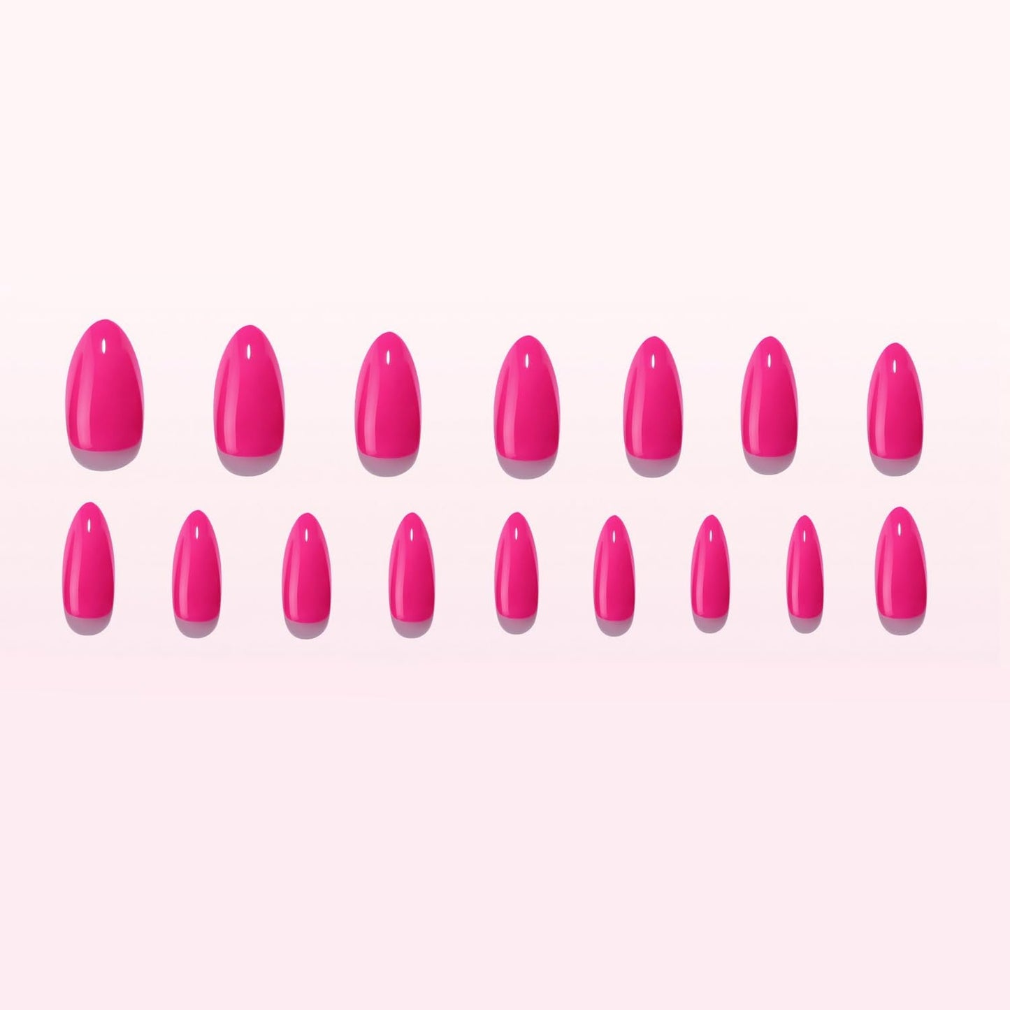 Rose Red Press on Nails with Chrome Fake Nails Designs Thickened Acrylic Nails Short Almond Glue on Nails Solid Color False Nails Full Cover Stick on Nails for Women Girls Manicure Art 32 Pcs
