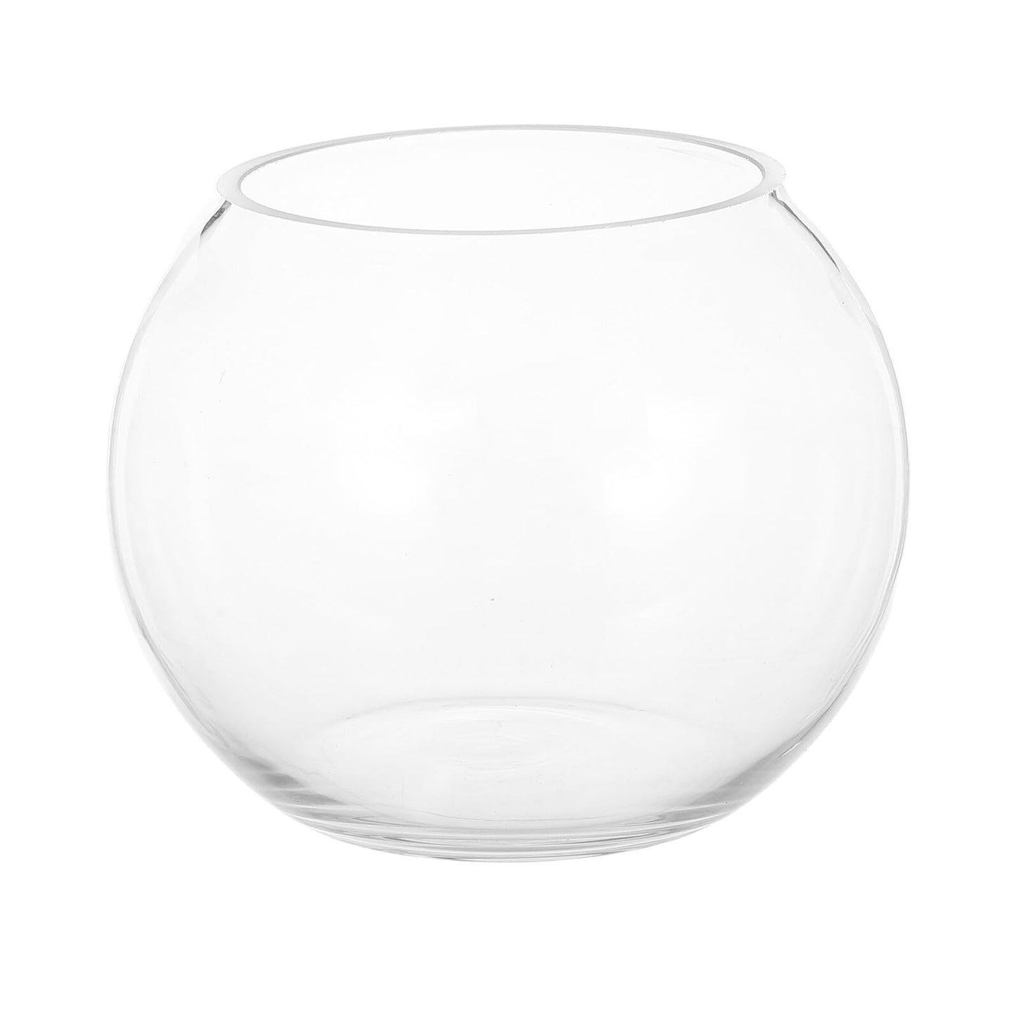 PRETYZOOM Glass Flower Vase and Fish Bowl 15cm Round Hydroponic Planter for Home Decor, Wedding Centerpiece, Terrarium Container for Desktop Plants