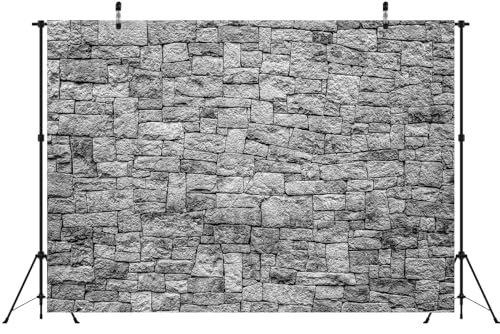 BELECO 10x6.5ft Fabric Dark Brick Stone Wall Backdrop Gray Rock Stones Texture Old Wall Background Medieval Castle Wall Party Decorations Banner Knight Party Supplies Photoshoot Props - size: 10x6.5ft