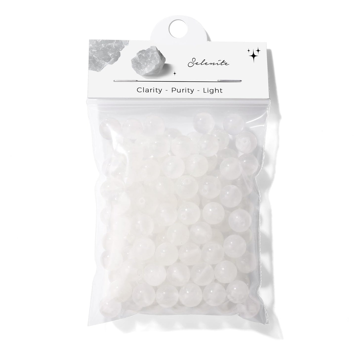 Raicegs 100pcs 8mm Selenite Beads Natural Gemstone Beads Round Loose Beads for Jewelry Making DIY Bracelets Necklace