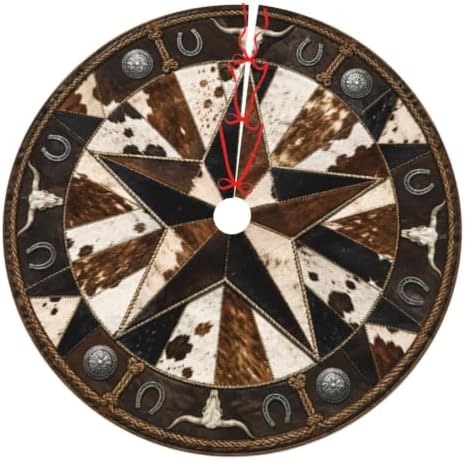 Western Christmas Tree Skirt Xmas Tree Skirt, Winter Christmas Tree Mat for Home Party Holiday Indoor Outdoor Decorations