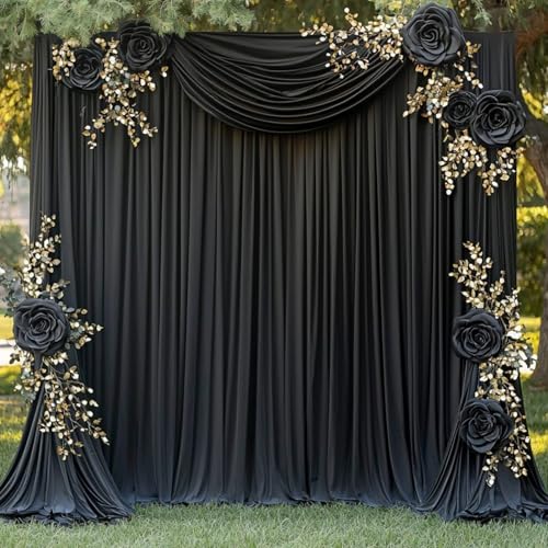 20ftx12ft Black Backdrop Curtain -Wrinkle Free Black Drapes for Birthday Parties, Photography, and Wedding Receptions-4 Panels 5FTx12FT - color: black, size: W5' x H12'(4 panels)