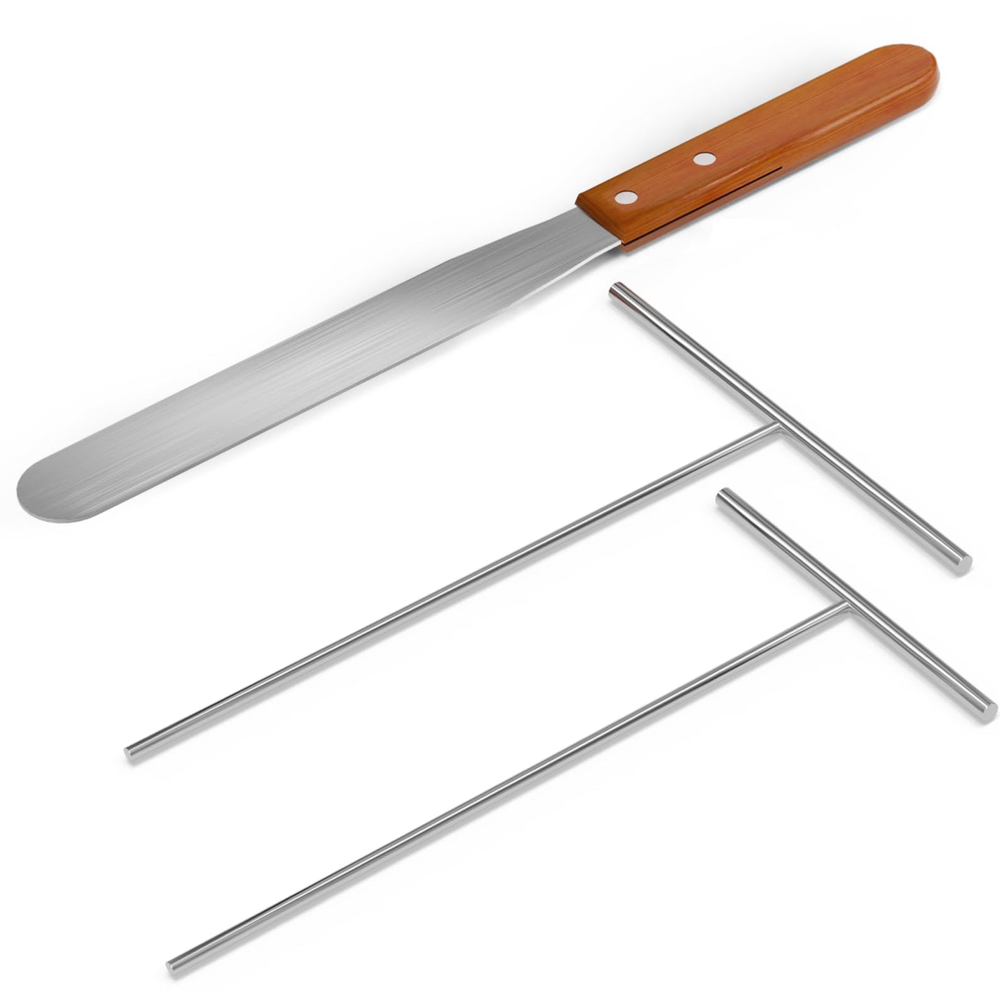 Lilithye Crepe Spreader and Spatula Kit Stainless Steel Crepe Spreader Tool 5", 7" Spreaders and 12" Spatula(3 Pcs)
