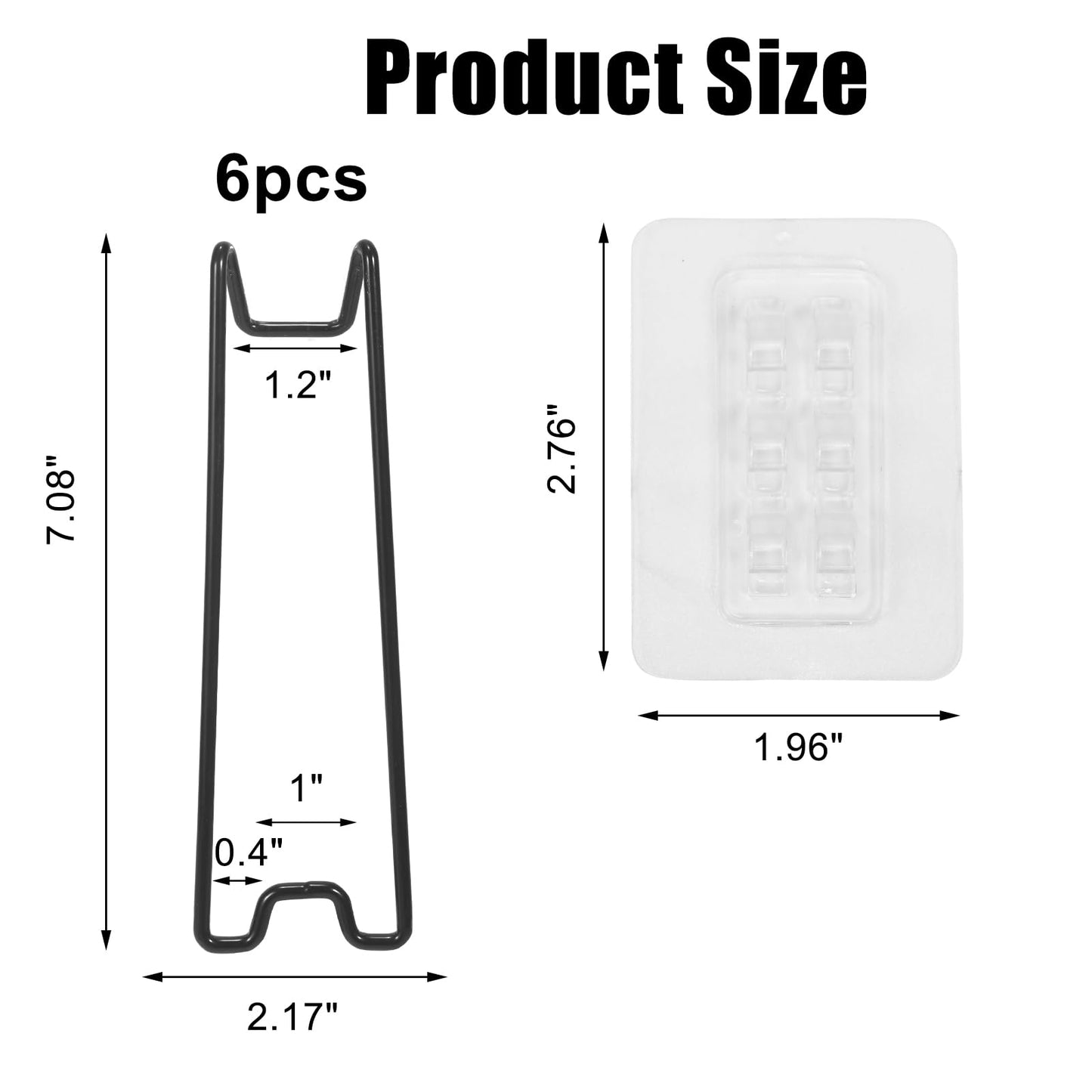 Nirxxiy 6 Pcs Picture Frame Stand, Table top easel, Stainless Steel Picture Holder Stand with Self-Adhesive for 8.6 to 14.1 inch Picture Frame Easel (Black, 7.08“ x 2.17”)