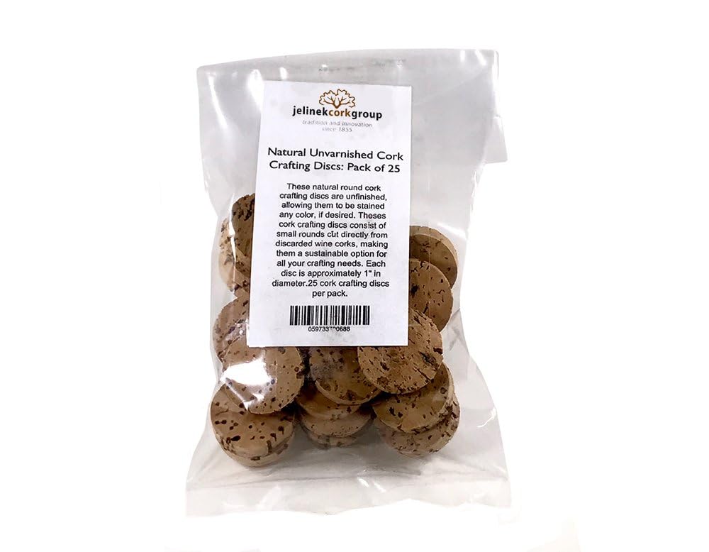 Natural Unvarnished Cork Crafting Discs Tiles (25 Pack)