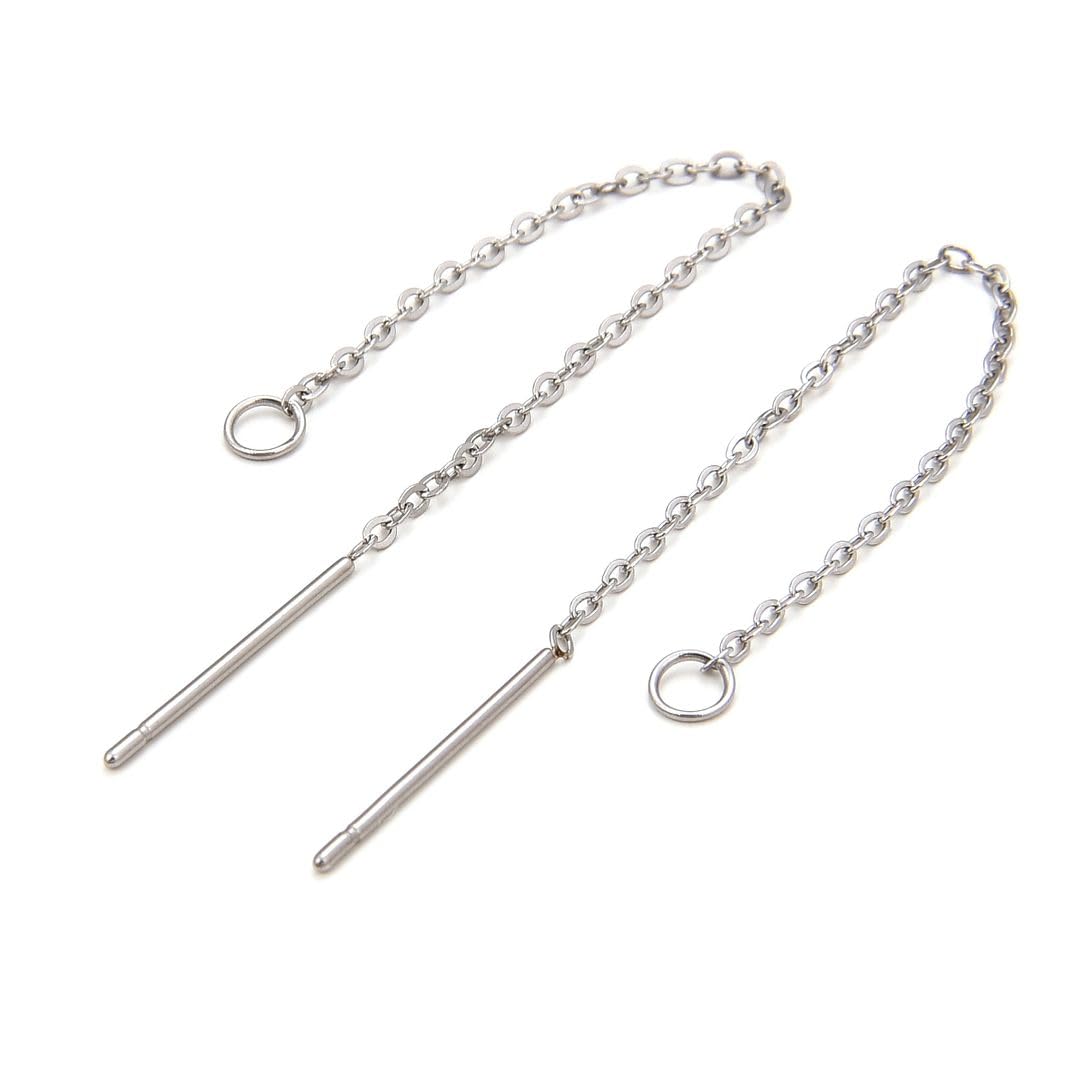 30pcs Adabele 316 Grade Surgical Stainless Steel Hypoallergenic 3 Inch Threader Earring Findings Pull Through Chain Drop Tassel Open Ring for DIY Earrings Jewelry Making SEF11-3