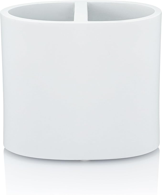 Essentra Home Matte White Toothbrush Holder for Home Bathroom - Multifunctional Electric Toothbrush, Toothpaste, Razor and Accessories Storage Organizer for Vanity Countertop