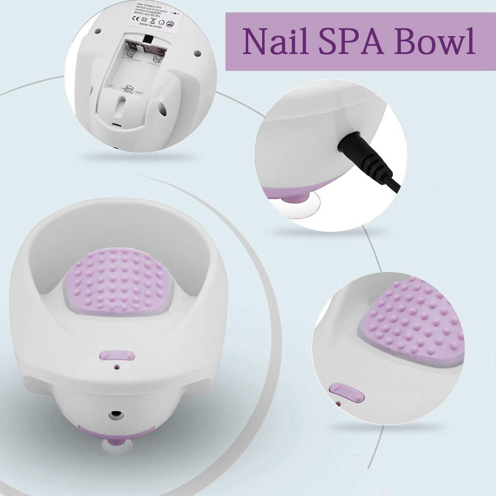 Electric Bubble Nail Soaking Bowl for Nail SPA with Air Bubble Vibrational Massage Nail Polish Remover for Soak Soothing Relaxing Manicure Machine Soften Cuticles