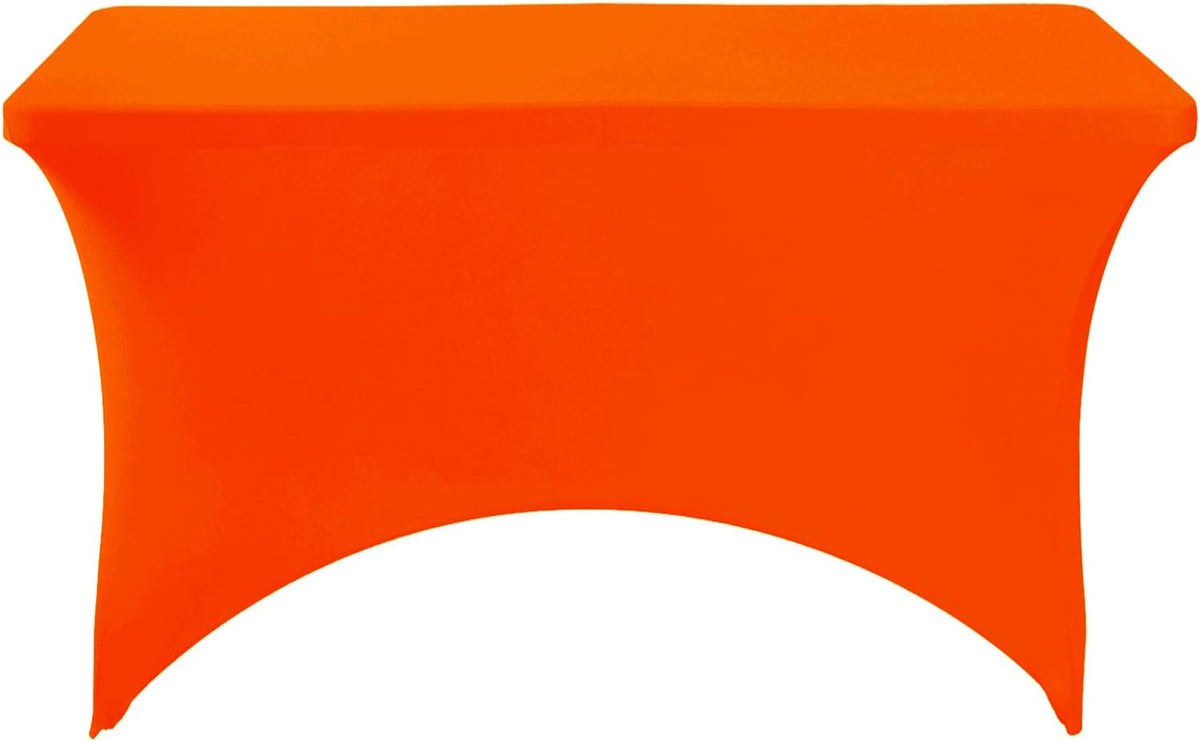 Spandex Table Cover for 4FT Table Universal Fitted Stretch Tablecloth for Party, Banquet, Wedding and Events-Neon Orange