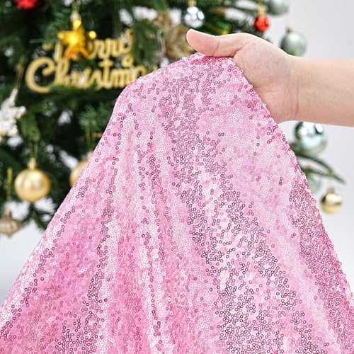 Mini Christmas Tree Skirt 24 Inch Pink Tree Skirt Small Sequin Mat Fabrics