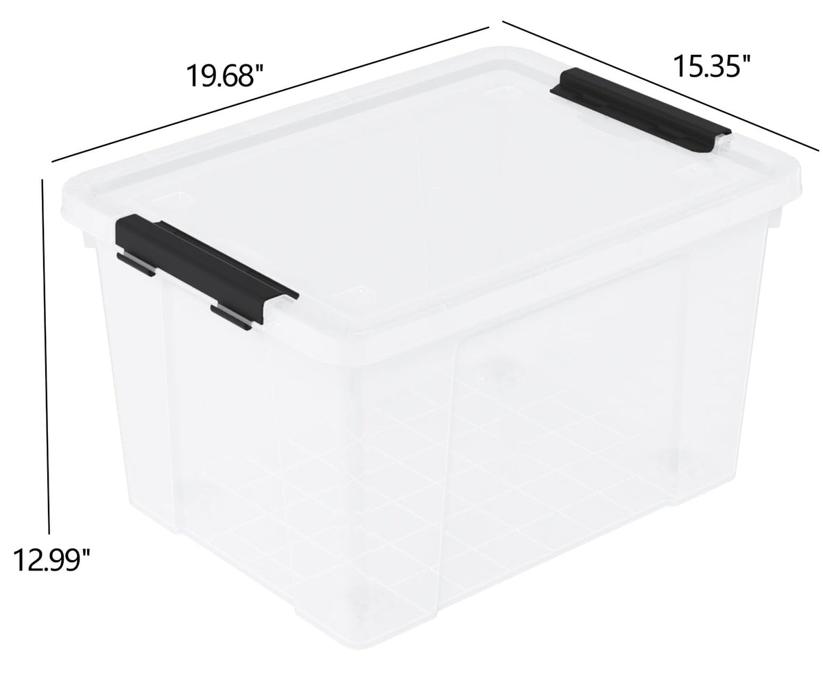 50 Quart Large Clear Plastic Storage Boxes Bin with Lid (4 Count)