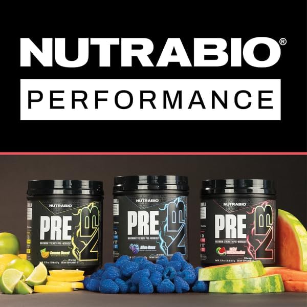 NutraBio PRE Workout Powder - New Formula- Sustained Energy, Mental Focus, Endurance - Beta Alanine, Caffeine, Electrolytes - 20 Servings - Wild Watermelon