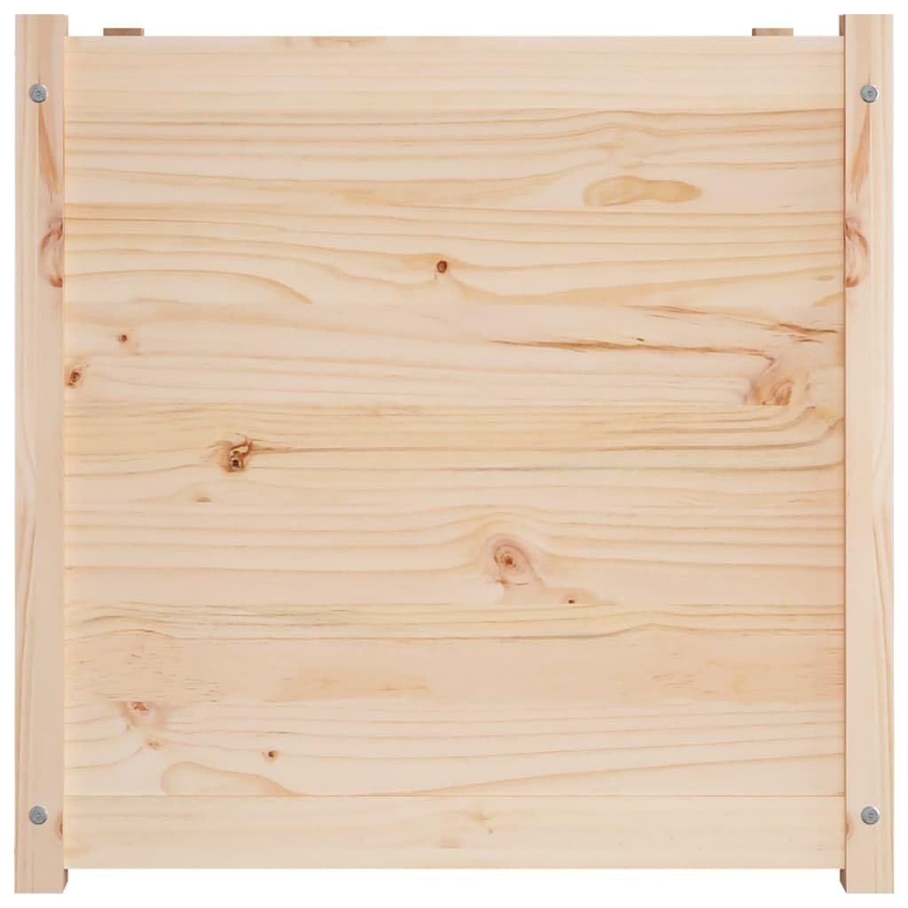 Keeushr Rustic Solid Pine Garden Planter 27.6 Inch Durable Outdoor Wooden Planter Box for Balcony Patio, Spacious Square for Flowers Herbs Vegetables, Natural Pinewood Container