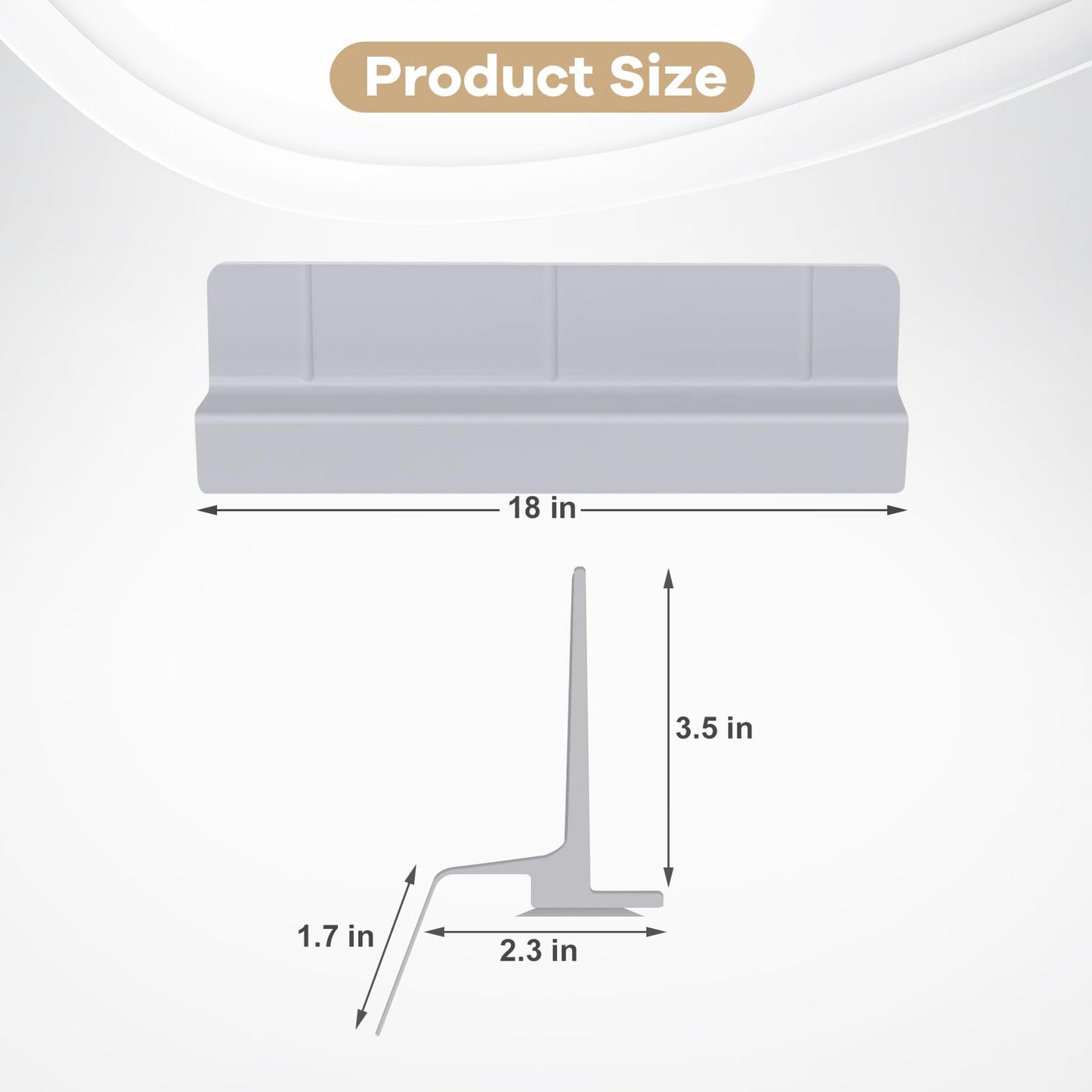 Sink Splash Guard, 18", Non-slip with Suction Cups, Stop Water Splash with High Rim, for Kitchen & Bathroom, Faucet & Countertop Protector, Easy Install, Dishwasher Safe