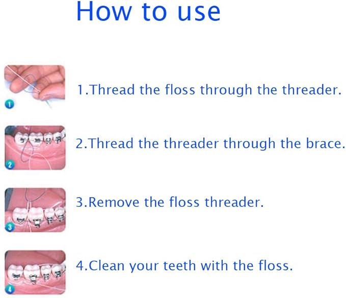 EasyHonor Dental Floss Threaders for Braces, Bridges, and Implants,210 Count (Pack of 6)