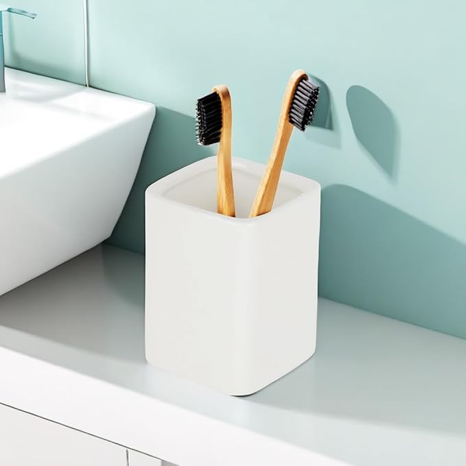 Toothbrush Holder for Bathroom Countertop Durable Sturdy Toothbrush Cup,Easy Cleaning Ceramic Multi Function Storage Cup