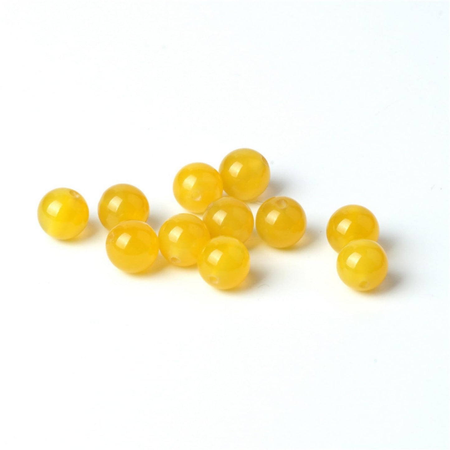 100Pcs Natural Stone 6mm Yellow Agate Round Loose Gemstone Energy Healing Beads Hole Size 1mm DIY Smooth Beads for Bracelet Necklace Earrings Jewelry Making