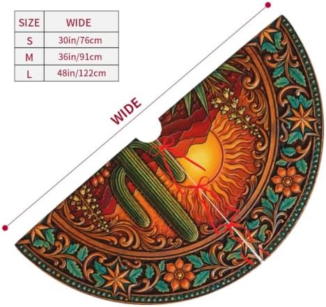 Western Cactus Christmas Tree Skirt Xmas Tree Skirt, Winter Christmas Tree Mat for Home Party Holiday Indoor Outdoor Decorations
