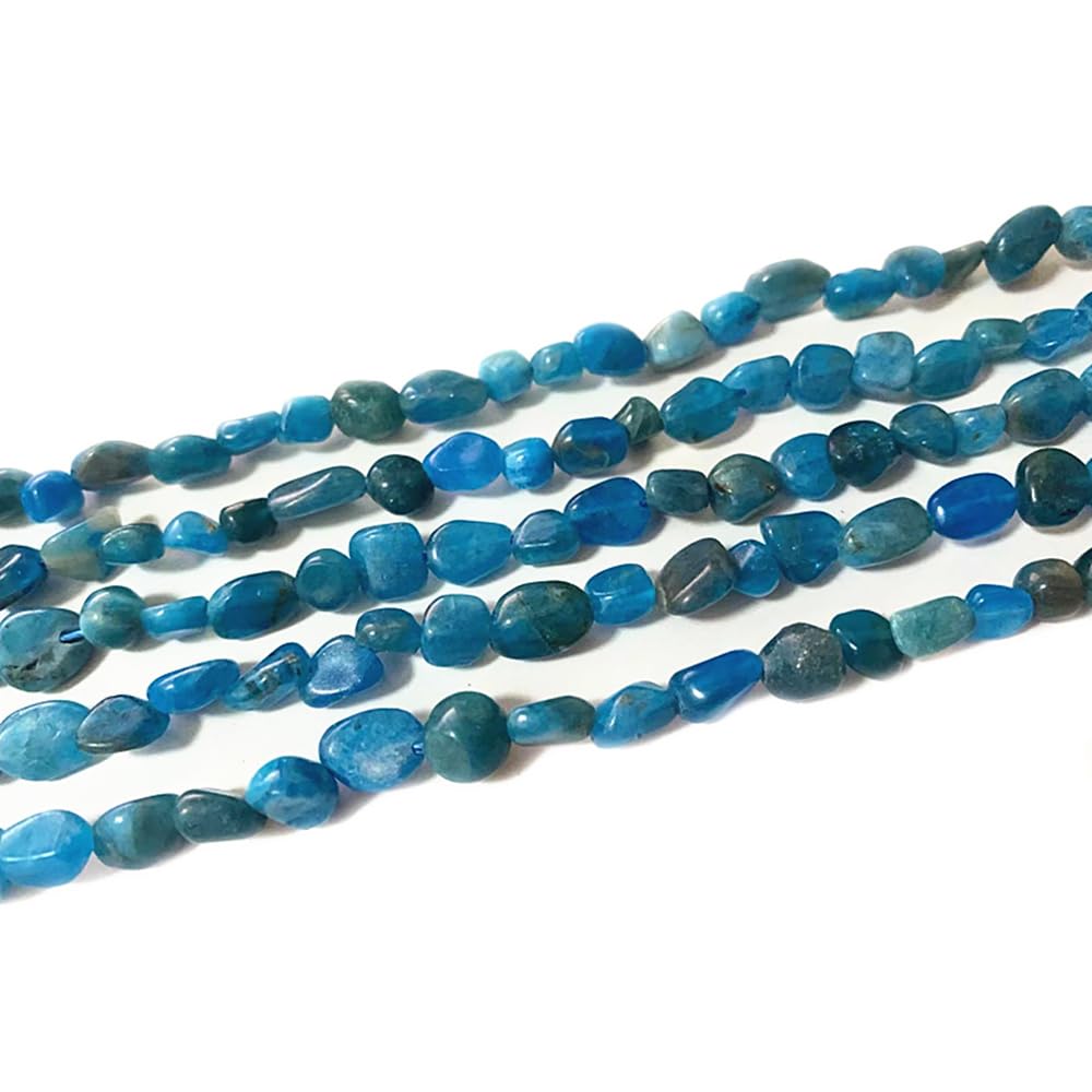 jodaying 6-8mm Natural Blue Apatite Nuggets Oval Free Tumbled Pebble Semi Precious Gemstone Loose Stone Beads Approx 15.5 inch for DIY Jewelry Making