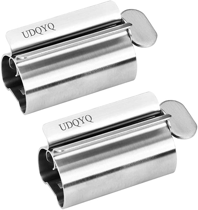 Toothpaste Squeezer - Metal Tube Squeezer Stainless Steel Tube Wringer UDQYQ Toothpaste seat Holder Stand (Silver)