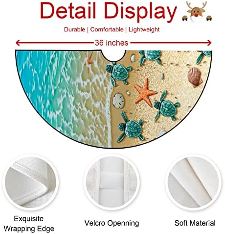 M YESCUSTOM Sea Turtle Summer Tree Skirt Beach Xmas Tree Mat Starfish Conch Shell Farmhouse Rustic Party Home Decoration Holiday Indoor Outdoor Ornaments 36 Inches