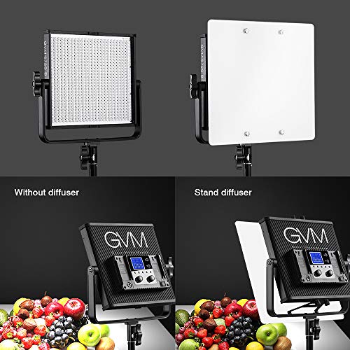 LED Video Light GVM 672S CRI97+ TLCI97+ 22000lux Dimmable Bi-color 3200K-5600K Light Panel With Digital Display For Outdoor Interview Studio Video Making Photography Lighting 3 pcs Kit
