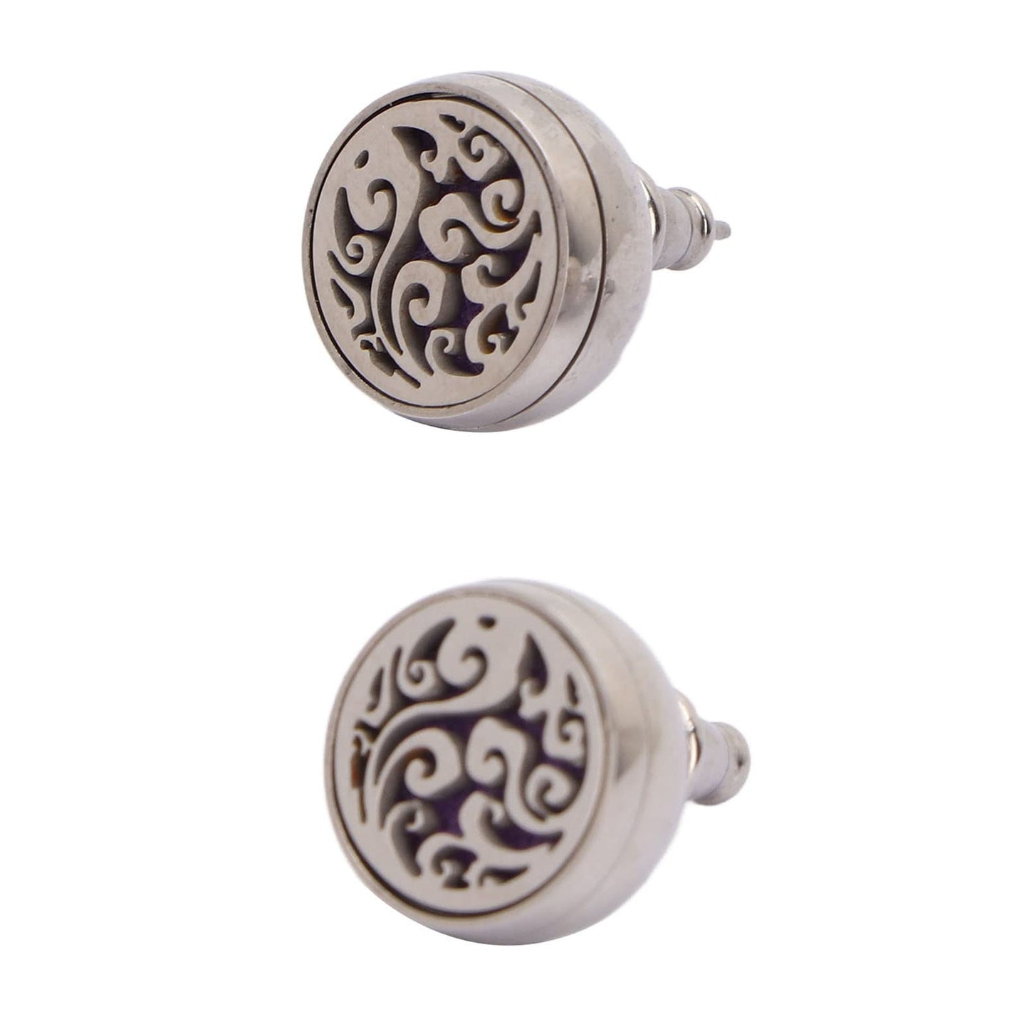 Essential Oil Stud Earrings, Stylish Round Essential Oil Diffuser Earrings Aromatherapy Lightweight Lasting for Home for Women (EH290-5)