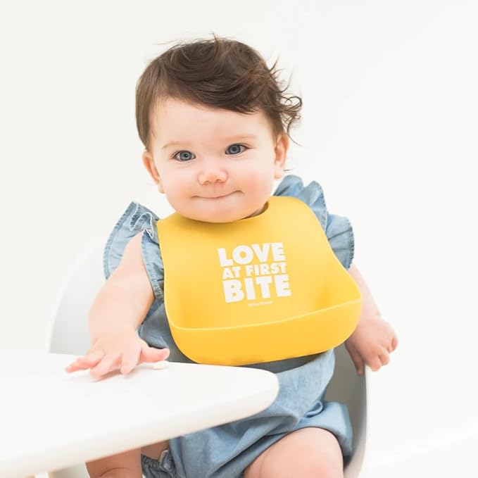 Bella Tunno Wonder Bib 2pk - Adjustable Silicone Baby Bibs for Girls & Boys, Durable and Waterproof BPA Free Silicone, Love at First Bite & Food Critic
