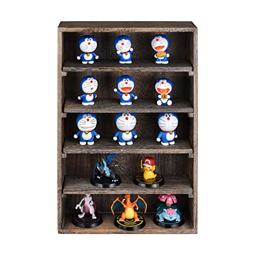 Ikee Design Wooden Wall-Mounted Display Shelves Rack for Collectibles-Figures,Shot Glasses,Spice Can,Cosmetics or Perfume-5 Adjustable Height Shelves,Space-Saving,Coffee Color - color: Coffee, 5 Shelves