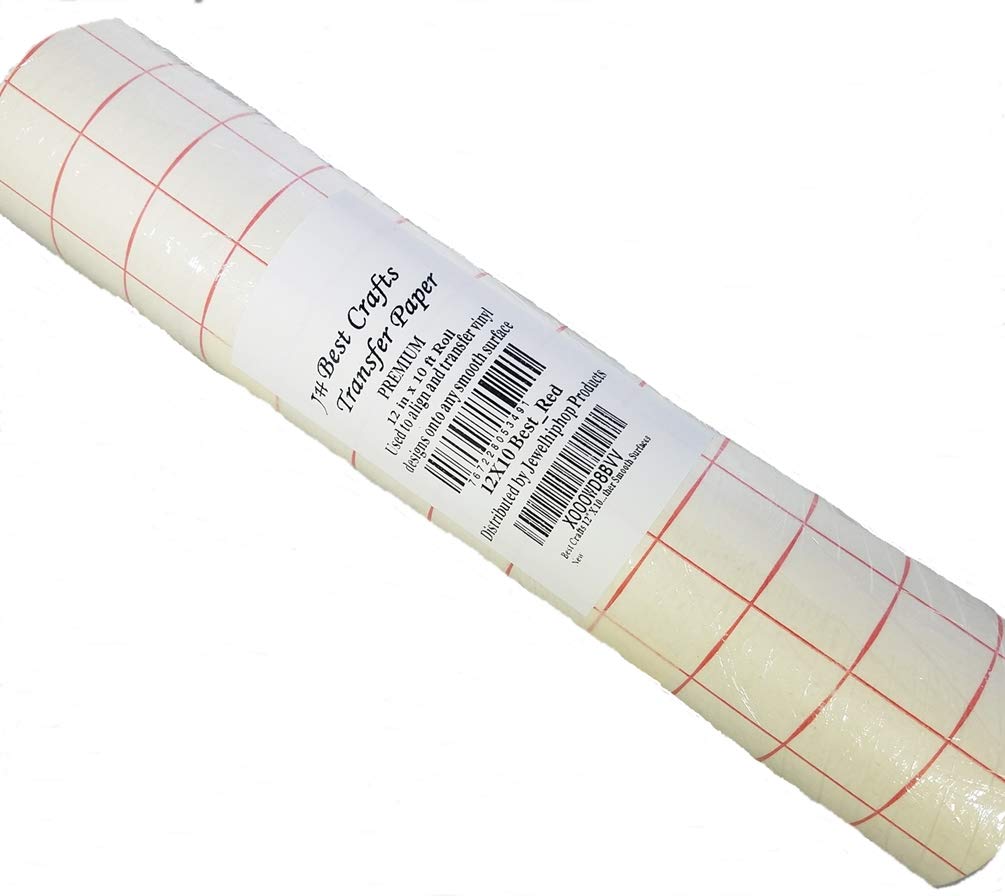 Jh-Best Crafts12 X 10' Feet Roll Transfer Paper w/Grid- Perfect Alignment of Cameo or Cricut Self Adhesive Vinyl for Decals, Signs, Walls, Windows and Other Smooth Surfaces