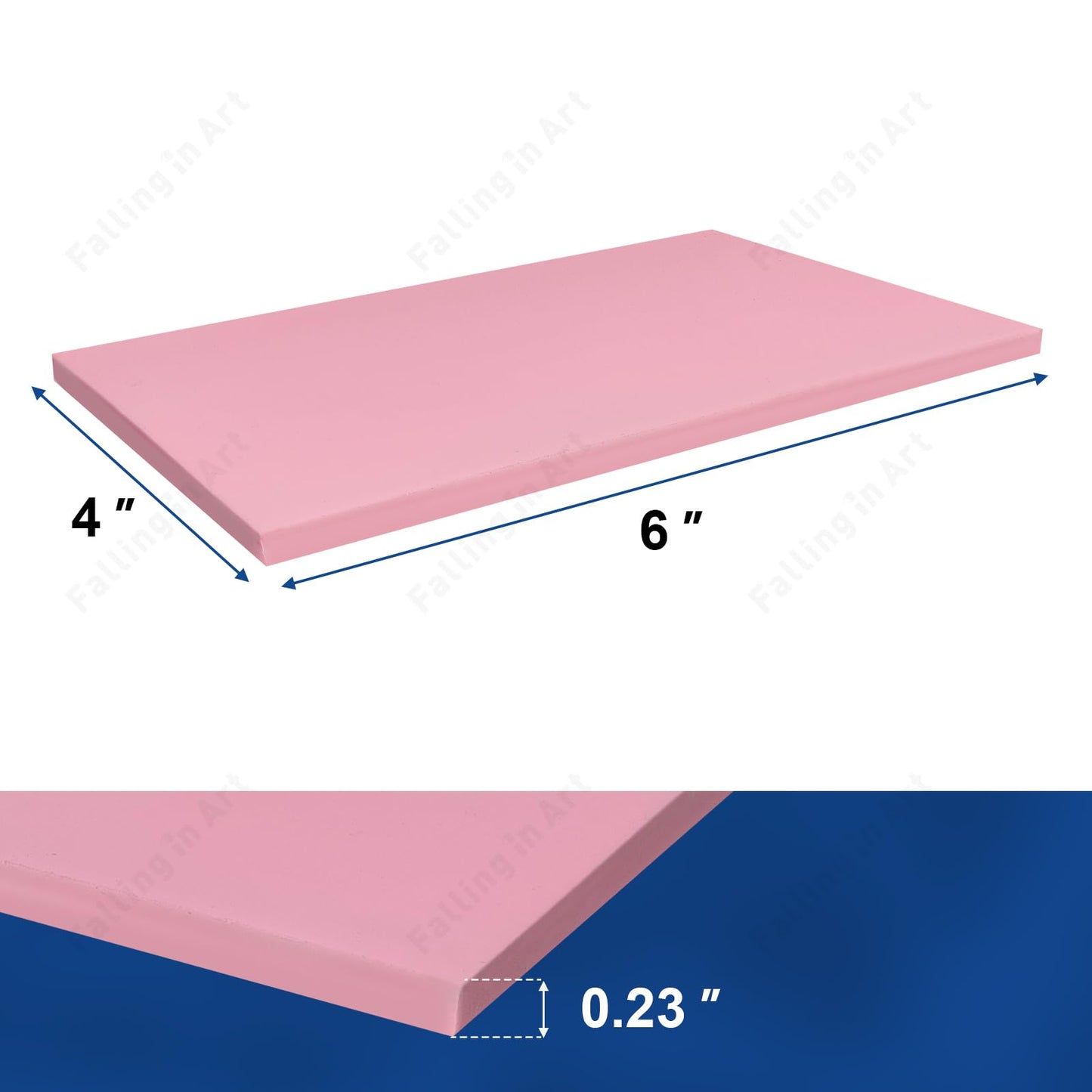 Falling in Art 4 x 6" Pink Rubber Carving Blocks, 6 Pack Soft Linoleum Blocks for Printmaking, Stamp Making, and DIY Crafting, 4/17" Thick