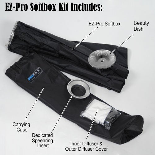 Pro Studio Solutions EZ Pro Beauty Dish Strip Box softbox 12"x56" with Speedring Insert, for Balcar, White Lightning, Lighting, X800, X1600, X3200 Strobe Flash Light, Speed Ring, Soft Box - size: 12x56in (30x140cm), style: Balcar