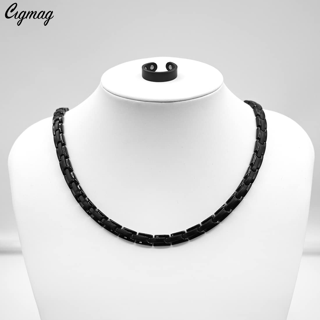 Cigmag Magnetic Necklace - Titanium Necklace for Men Women Stainless Steel Ultra Strength Magnets - with Adjustable Sizing Tool and Present Box
