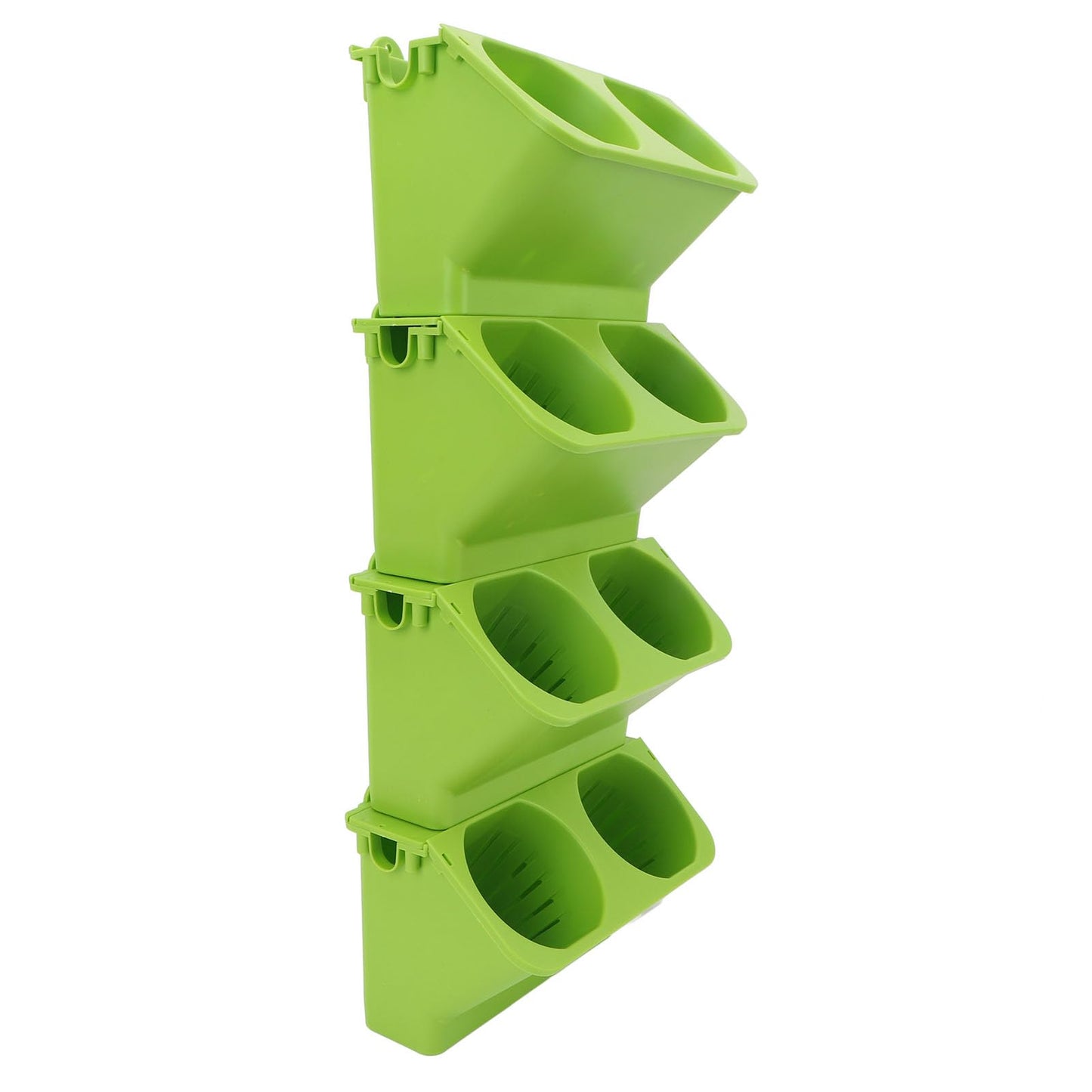 Fabater Self Watering Wall Planter, 4 Pack Stackable Vertical Hanging with Wall Mount Kit, Indoor Outdoor Flower Pots for Garden Home Balcony Decor (Green)