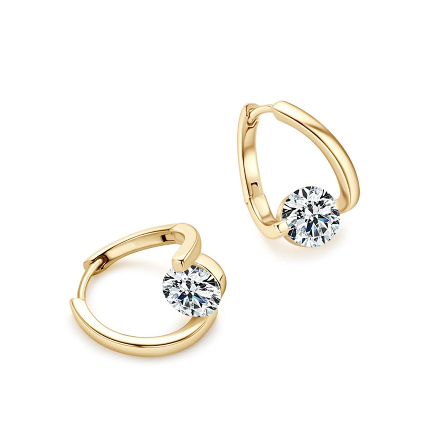 Lymphatic Drainage Earrings for Women Lymphatic Activity Hoop Earrings Magnetotherapy Germanium Earrings Sparkle CZ Hoop Earrings (Gold)
