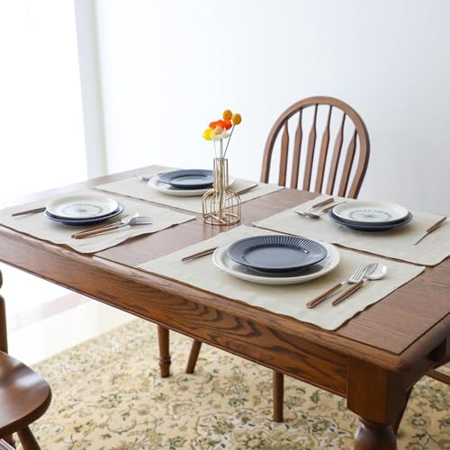 Simple&Opulence Linen Placemats Set of 4 – Hemstitched Dinner Cloth Placemats for Wedding,Party,Mothers Day,Easter – Machine Washable and Reusable 14"×19" Linen - color: Linen, size: placemat(14"×19”)