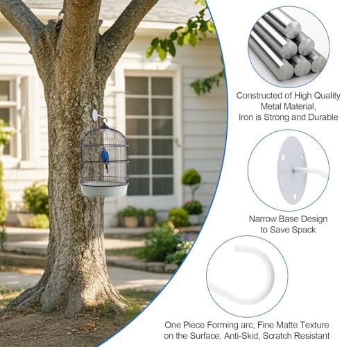INCREWAY White Self Adhesive Ceiling Hooks 4PCS, Metal Hanging Hooks for Ceiling Decorations Plants Balloons Party Decor Lanterns Seasonal Ornaments and Display Projects