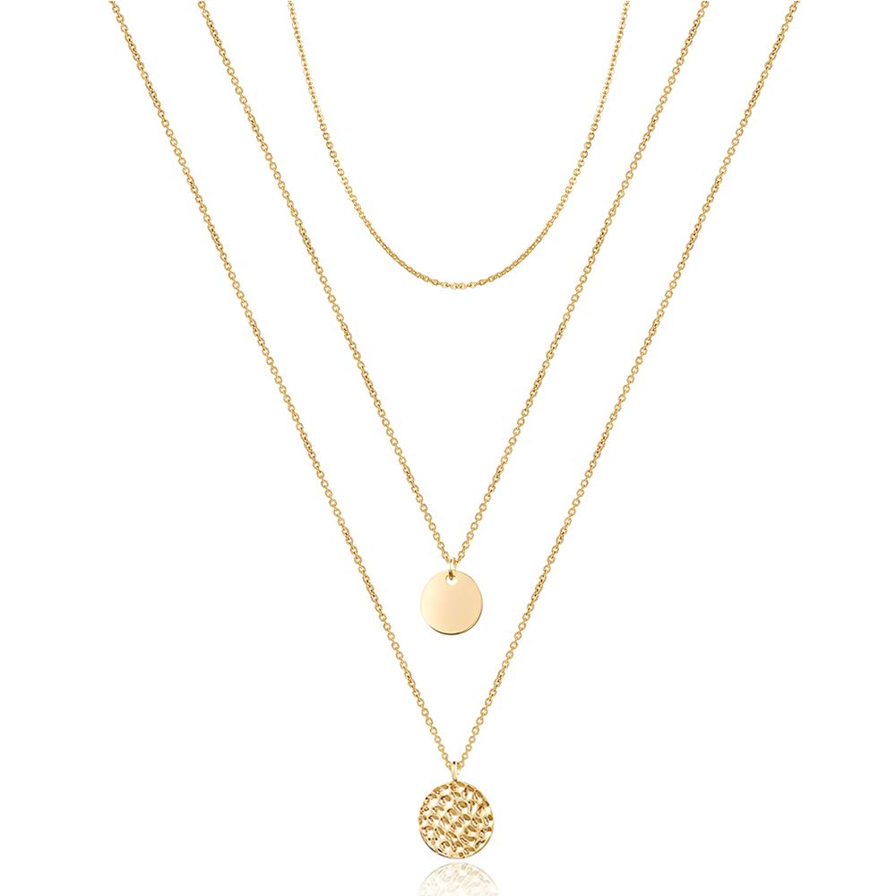 Turandoss Delicate Layered Necklaces for Women Choker Disc Necklace Hammered Disc Necklace Chokers for Women