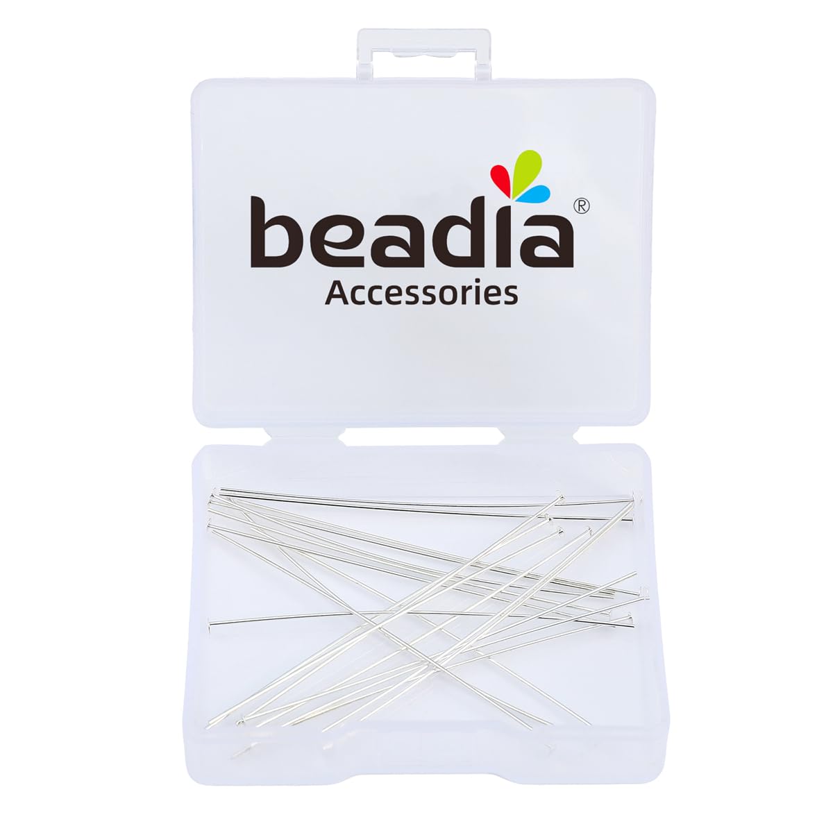BEADIA 925 Sterling Silver Flat Head Pins 0.5x50mm 20pcs for Jewelry Making Findings