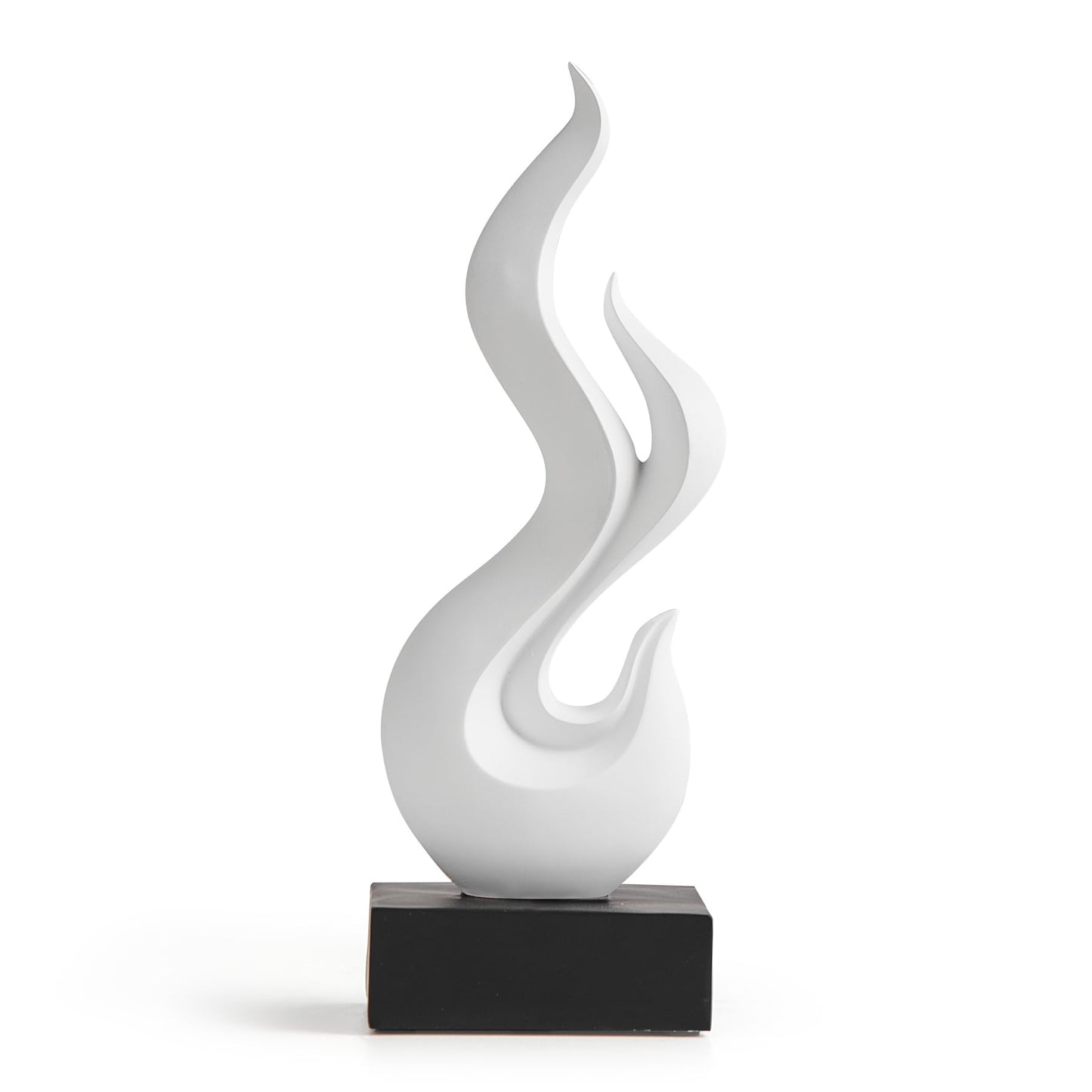 Modern Abstract Art Table Decoration, Gold Decor Flame Statue for Living Room Home, Black Shelf Decor Accents, Abstract Art Resin Sculpture for Dining Room, Office & Coffee Table Centerpiece (White)