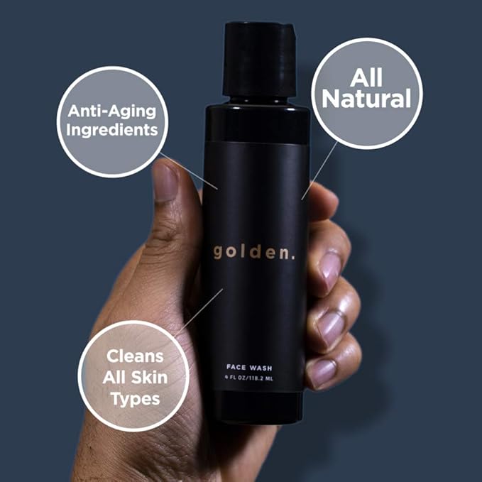Golden Grooming Co. Men's Bath & Body Gift Set | Exfoliating Face Scrub, Face Wash, Lip Balm, Body Wash & 2-in-1 Beard & Hair Shampoo | Complete Grooming Kit for Men