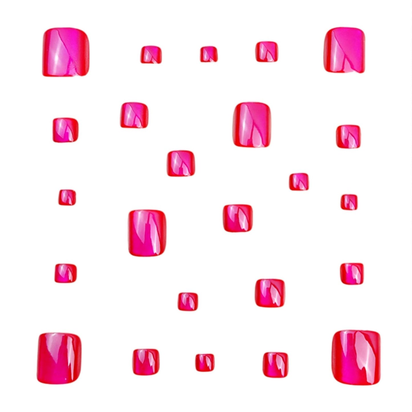Press on Toenails Red Fake Toe nails with Cat Eyes Design Glossy Short Square Toe nails Press ons Acrylic Stick on Toenails for Women 24Pcs