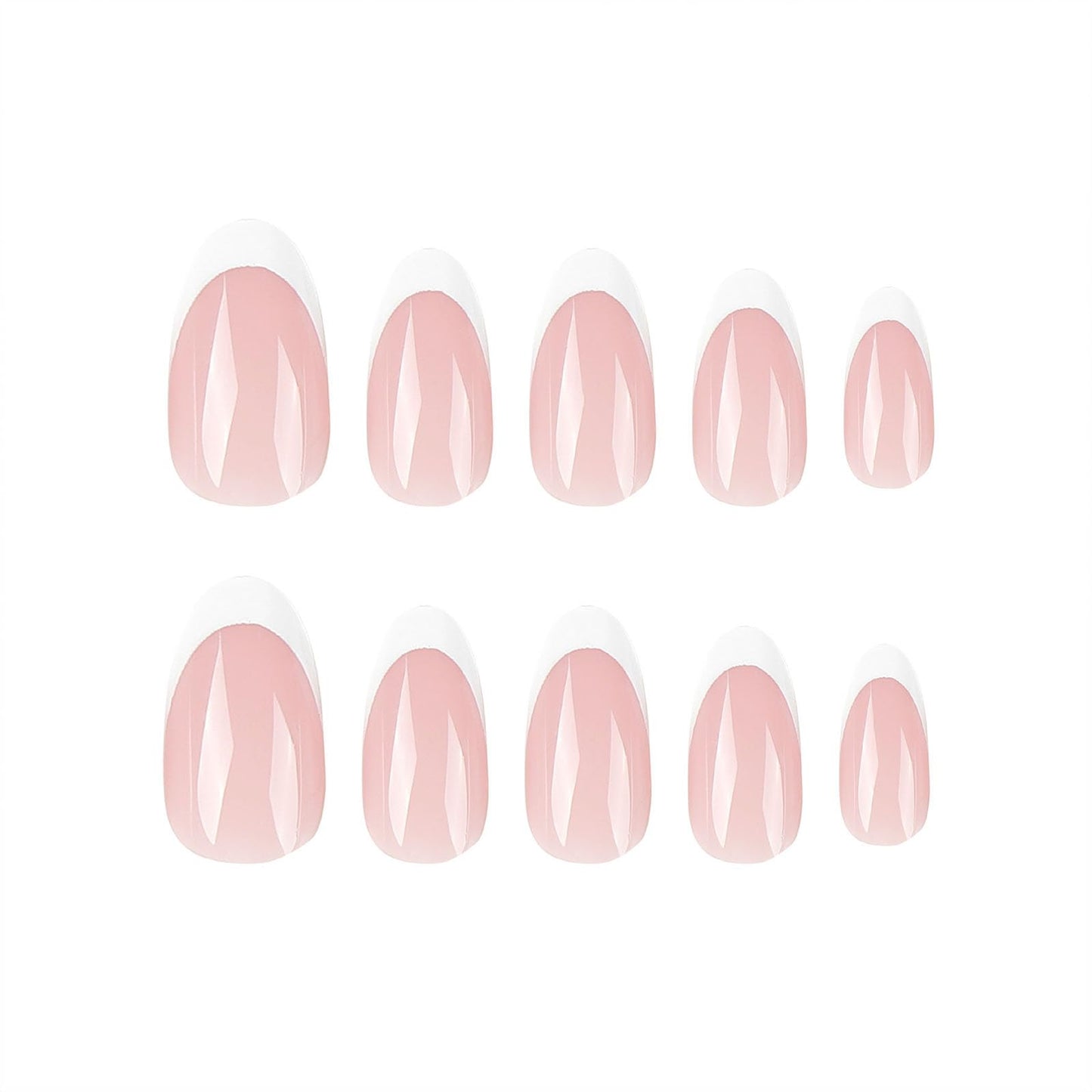 FJSMTOPl Press on Nails - White French Tip Fake Nails - Short False Nails Press ons - Acrylic Glue on Nails - Cute Artificial Stick on Nail for Women Manicure 24pcs