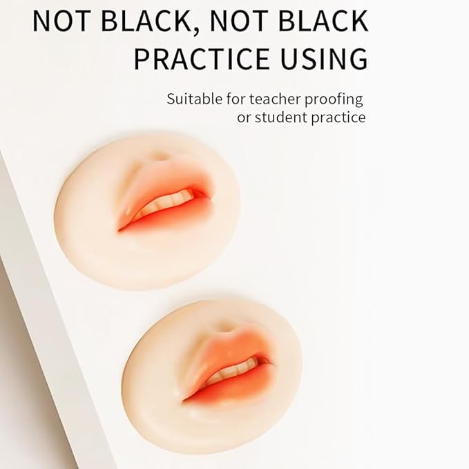 Dioche Fake Lips, 10PCS 3D Practice Silicone Lips Practice Lips Open Mouth Silicone 3D Fake Lips for Semi Permanent Training (Light Skin Colour)