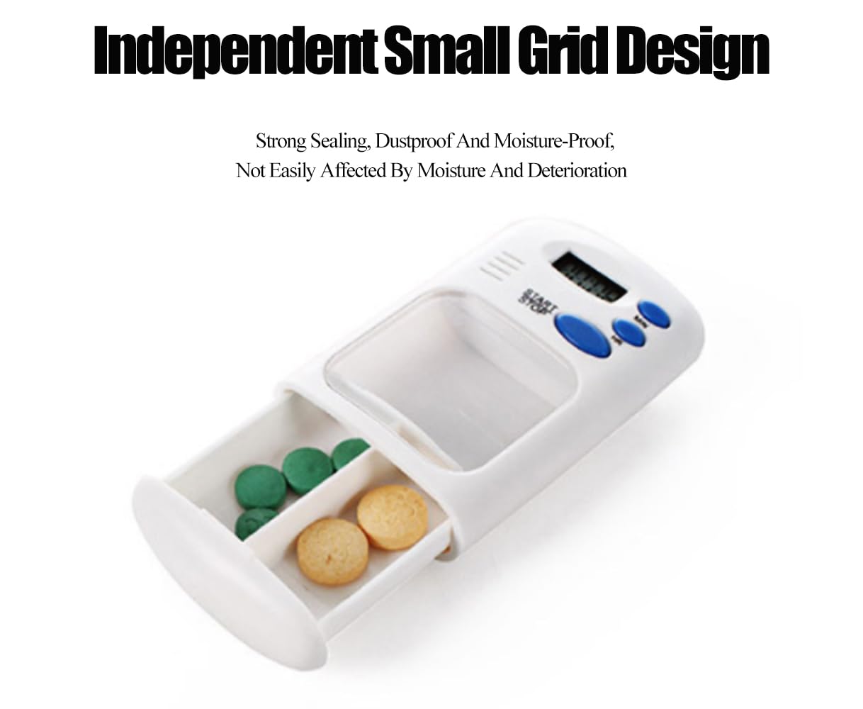 Electronic Timed Pill Dispensers,Digital Pill Organizer,Automatic Daily Pill Box Reminder with Beeping Alarm for Elderly Gift,Portable for Office Travel