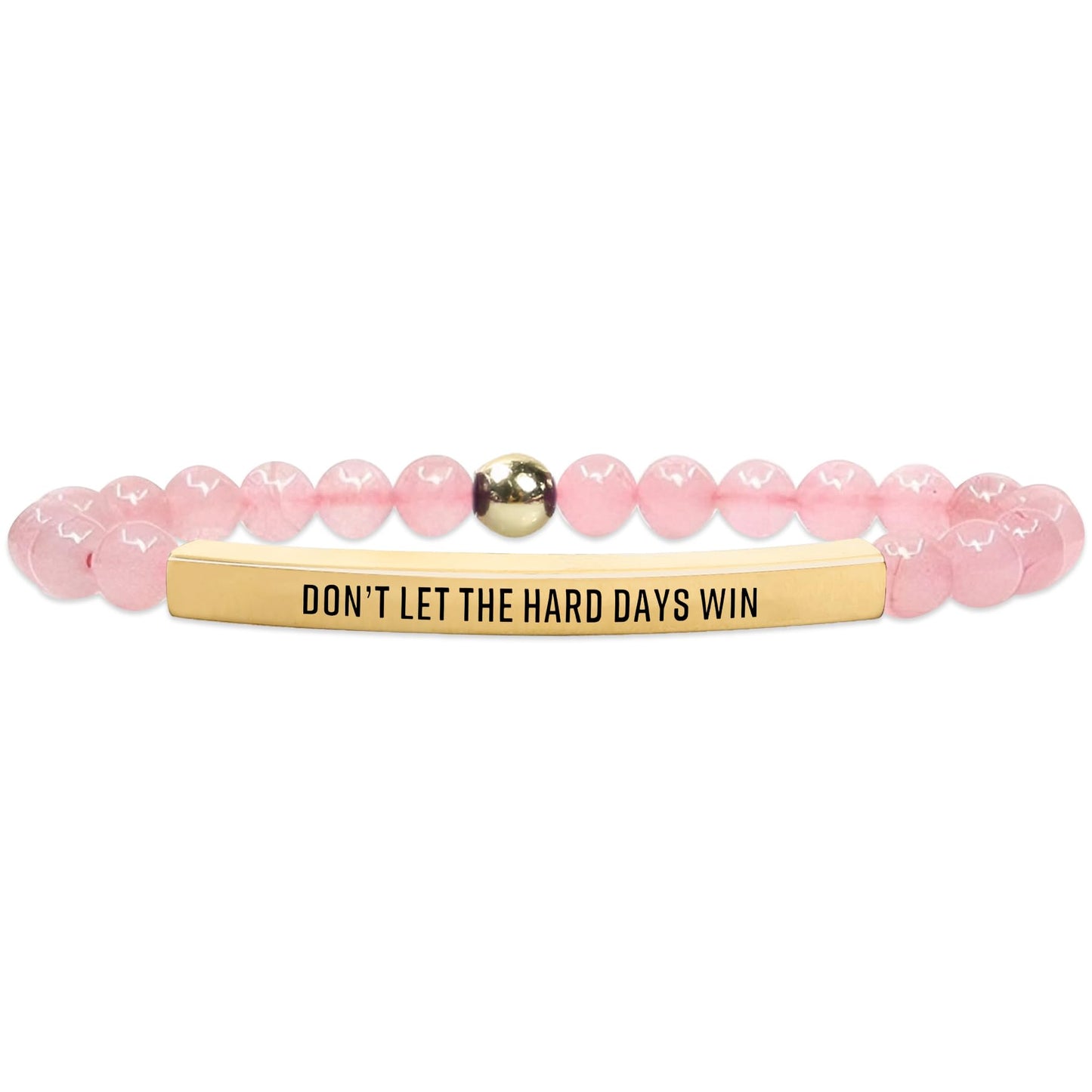 INSYOHO Dont Let the Hard Days Win Bracelet – Inspirational Healing Crystal Bracelet for Women & Men, Rose Quartz Beaded Adjustable, Motivational Gift for Stress Relief & Positivity