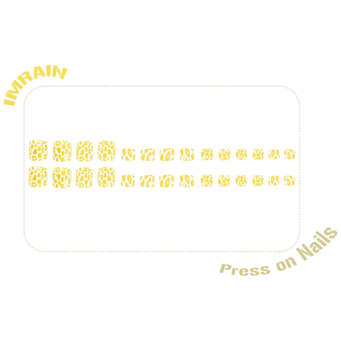 IMRAIN Press on Toenails Short Square Fake Toe Nails with Golden Leopard Print Designs Summer Glossy Acrylic False Toe Nails Artificial White Full Cover Stick on Toenails 24Pcs